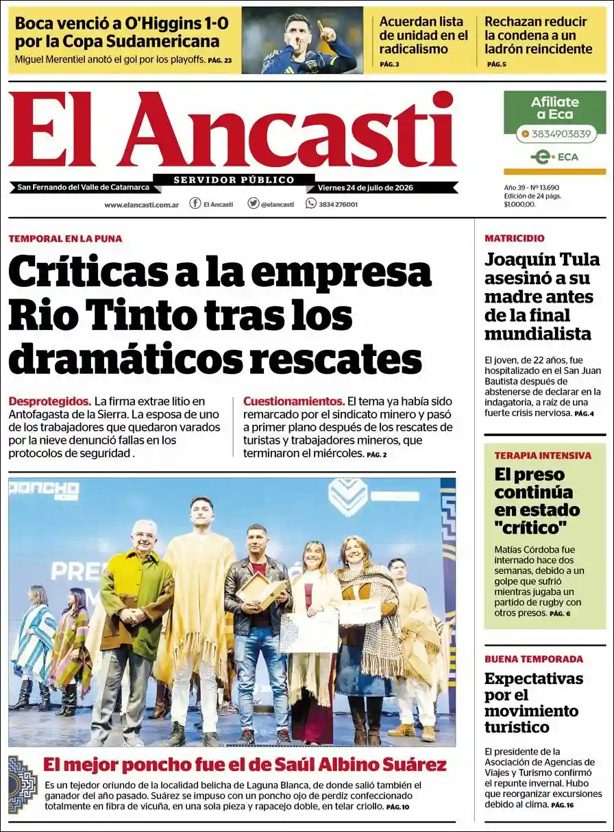 Evolucion Streaming | APF RADIO - Tapa del diario Ancasti
