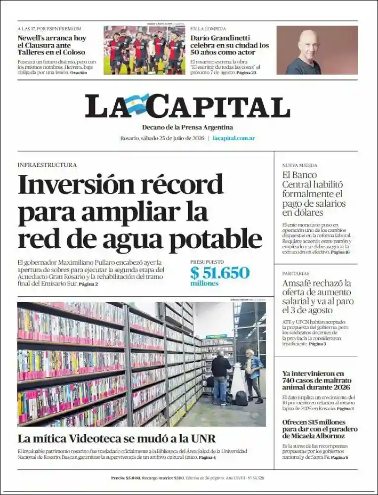 Evolucion Streaming | APF RADIO - Tapa del diario La Capital Rosario