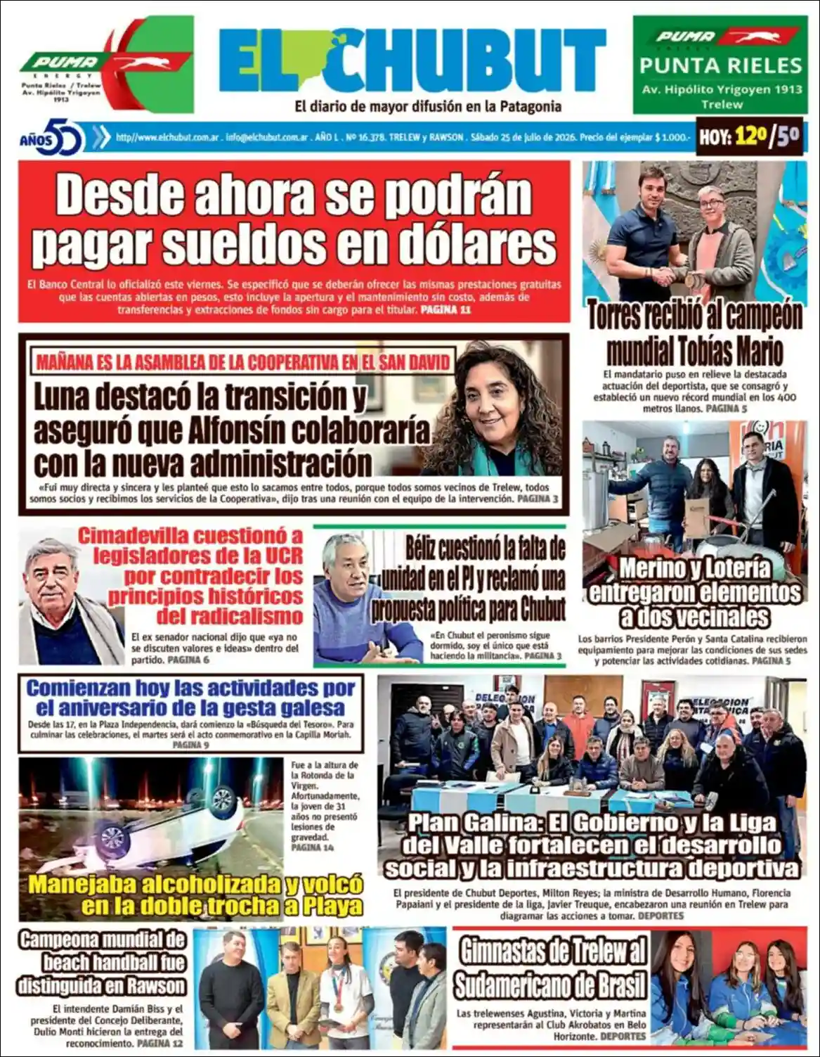 Evolucion Streaming | APF RADIO - Tapa del diario El Chubut